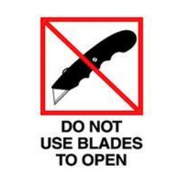 3 x 4 Do Not Use Blades to Open with Knife Picture Label