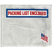 Pack List Env - Prt'd Panel with American Flag "Pack List Enclosed" 1000/cs
