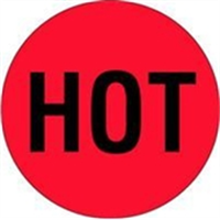 2" Circle "HOT" Fluorescent Red Label