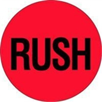 2" Circle "RUSH" Fluorescent Red Label