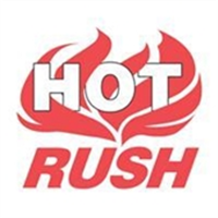 4 x 4 HOT-RUSH with Flames -Red on White Label