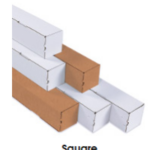 3" Square Kraft or White Corrugated Mail Tube (choose 7 lengths)